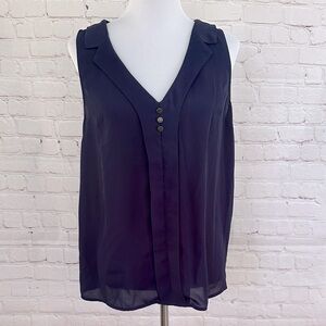 ModCloth Navy Sleeveless Blouse with Collar